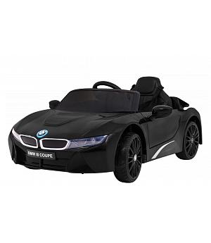 Coche eléctrico BMWI8 de niño, 12v, negro, RC, ruedas goma, asiento cuero, 1-5 años INDA590-RA-JE1001